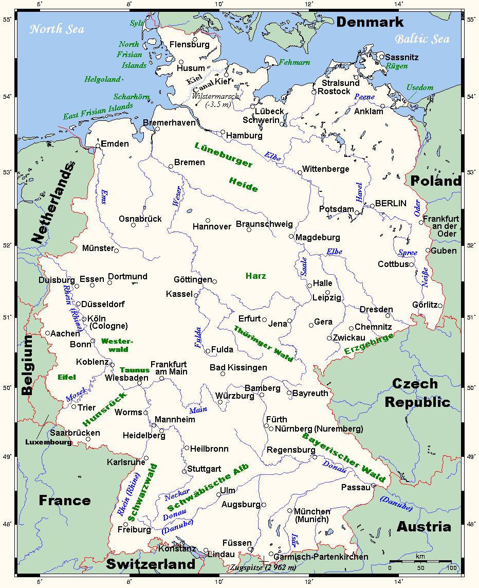 Fluss in Deutschland Karte - Deutschland Bootskarte (Westeuropa - Europa)