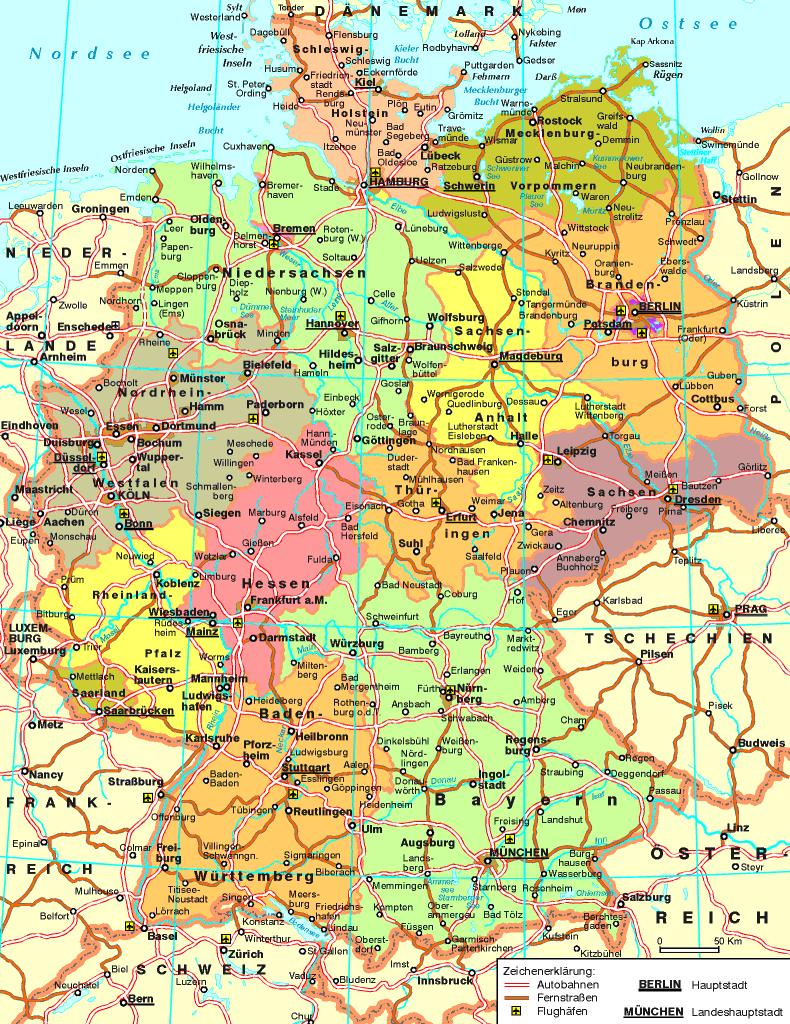 Deutschland-Autobahn-map - Karte von Deutschland Autobahn (Western