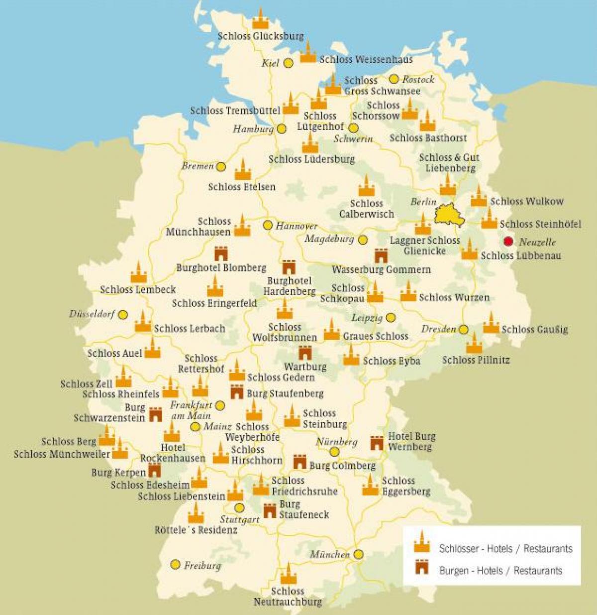 Karte von Deutschland Burgen
