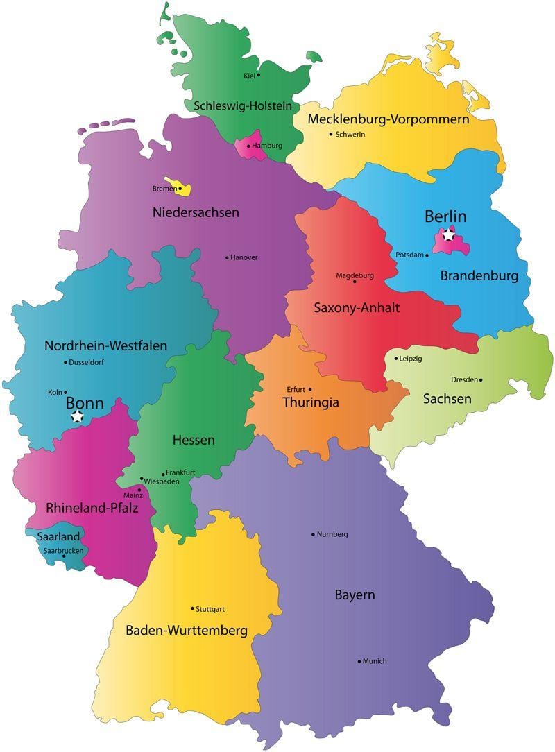 Karte von Deutschland mit Staat