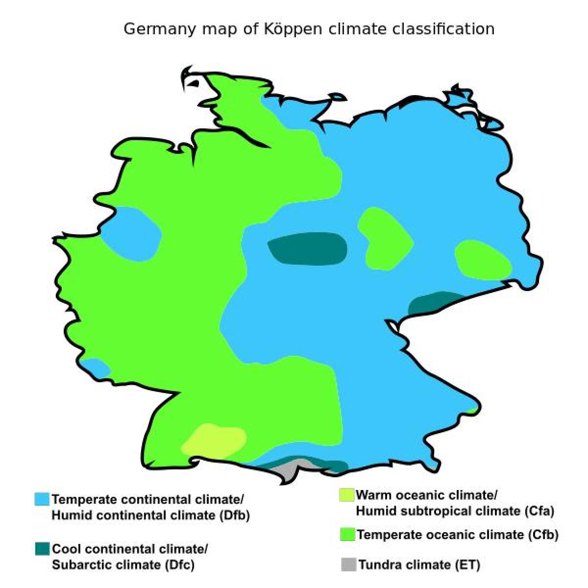 Deutschland KlimaLandkarte Karte des deutschen Klima (Westeuropa