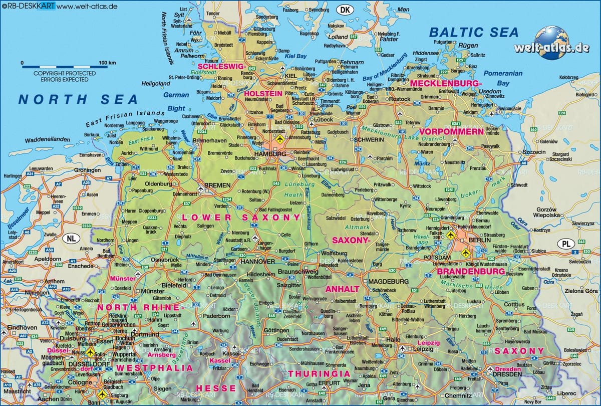 Karte von Deutschland Nord