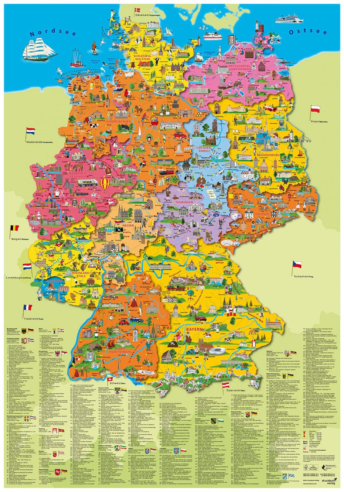touristische Karte von Deutschland mit Städten