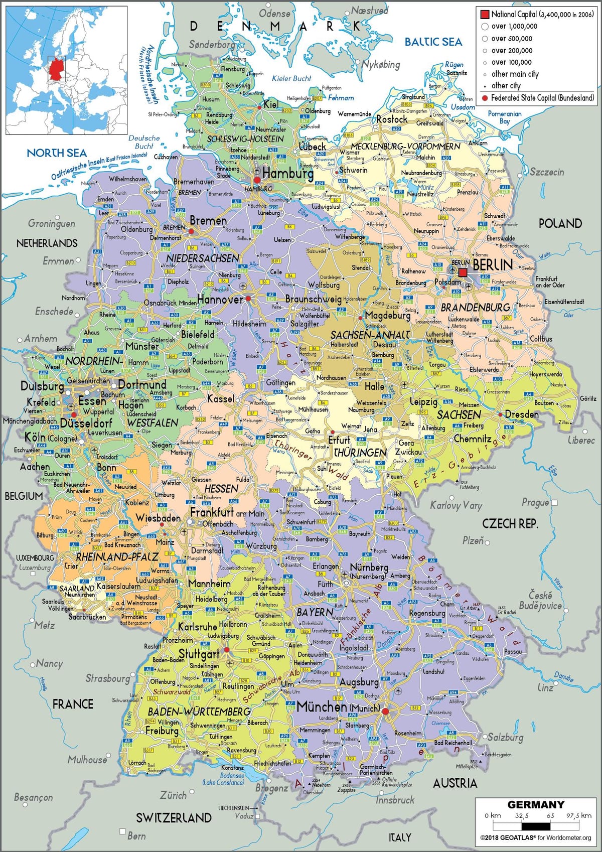 Deutschland-Karte und Städte