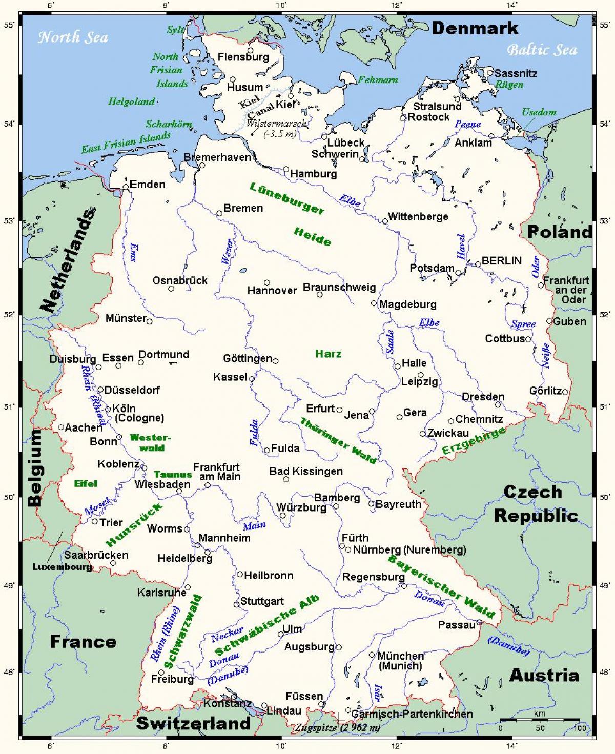 Fluss in Deutschland Karte - Deutschland Bootskarte (Westeuropa - Europa)
