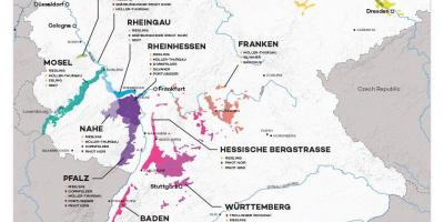 Karte von Deutschland mit Wein