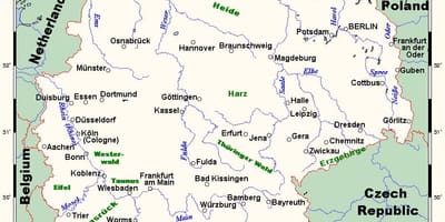 Karte von Deutschland mit Flüssen