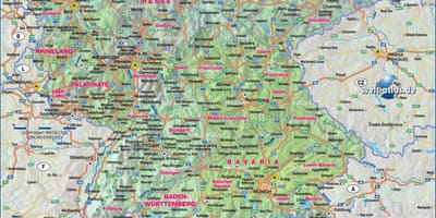 Karte des südlichen Deutschland